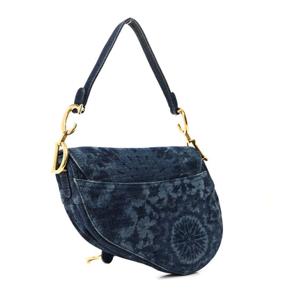Denim Tie Dye Saddle Bag Blue
