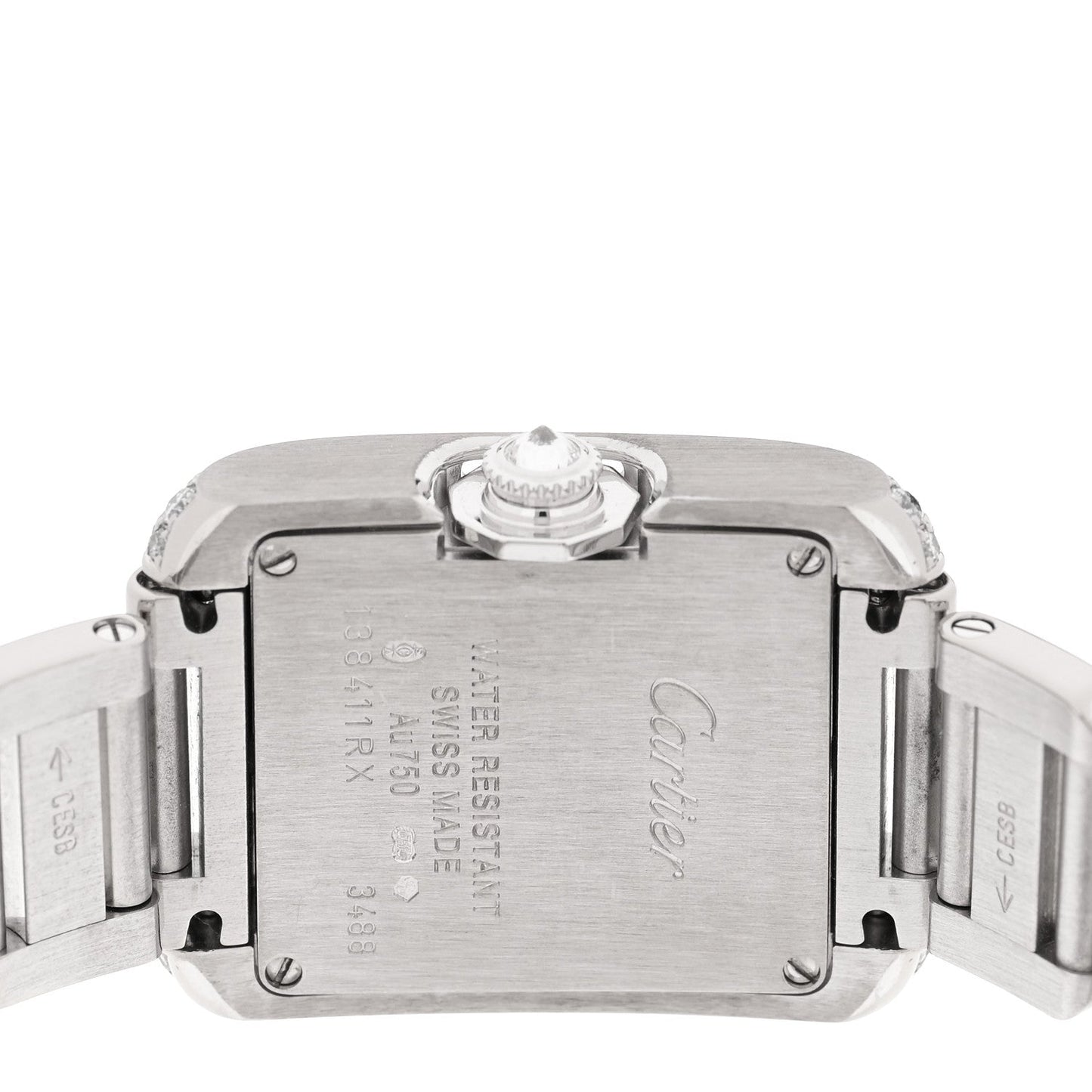 18K White Gold Diamond Bezel 23mm Tank Anglaise Quartz Watch