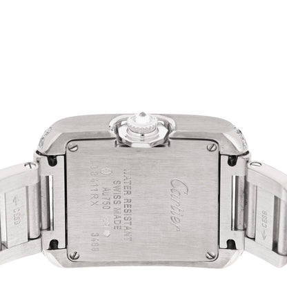 18K White Gold Diamond Bezel 23mm Tank Anglaise Quartz Watch