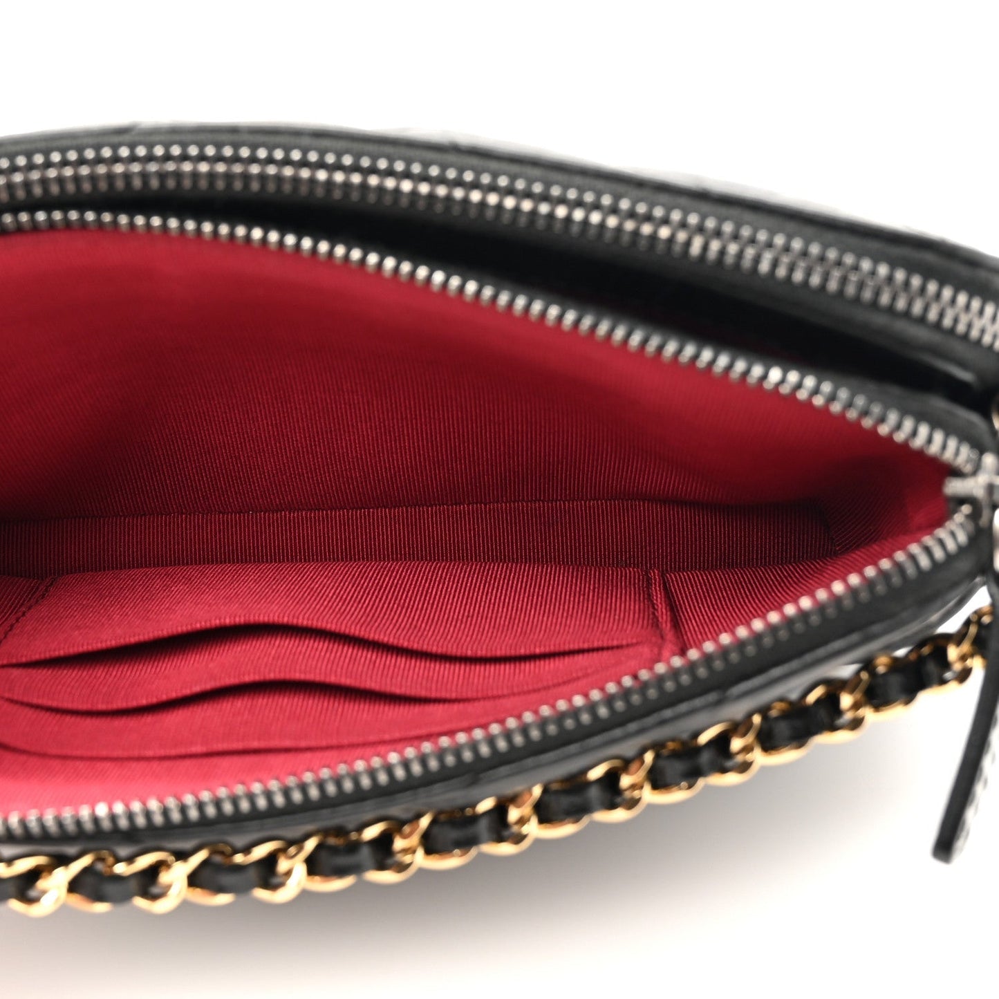 Aged Calfskin Chevron Quilted Small Gabrielle Clutch With Chain Black