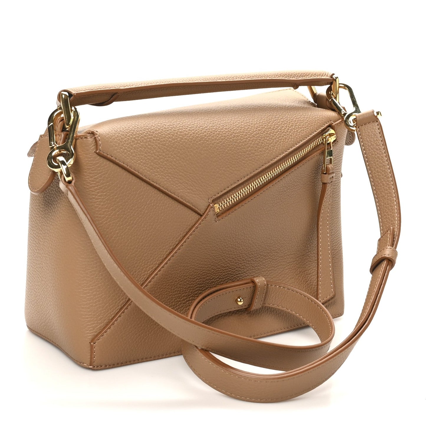Grained Calfskin Small Puzzle Edge Bag Toffee