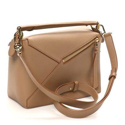 Grained Calfskin Small Puzzle Edge Bag Toffee