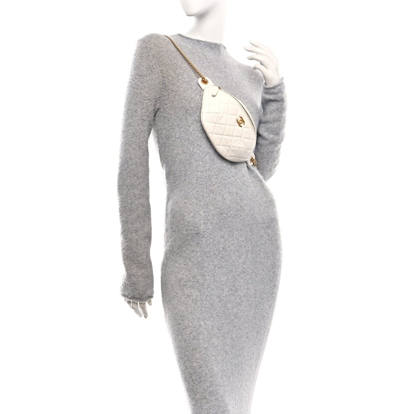 Caviar Quilted Sweetheart Belt Bag White