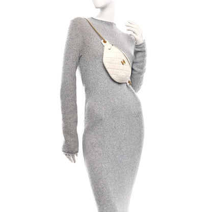 Caviar Quilted Sweetheart Belt Bag White