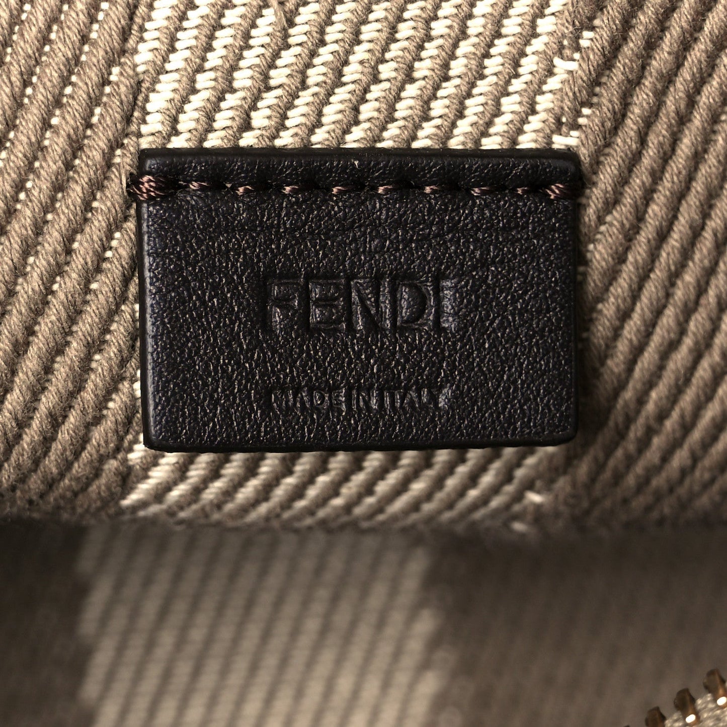 Denim Jacquard FF Effect Vitello Grace Mini Roll Tote Dove White Dove
