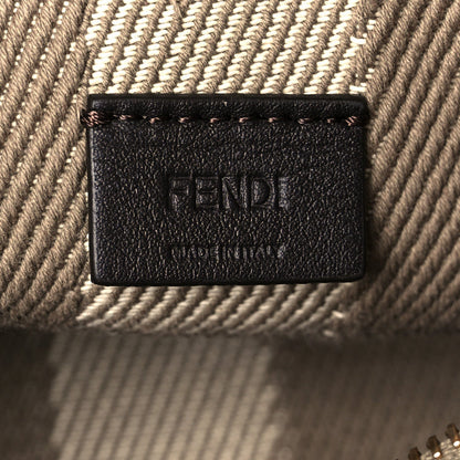 Denim Jacquard FF Effect Vitello Grace Mini Roll Tote Dove White Dove