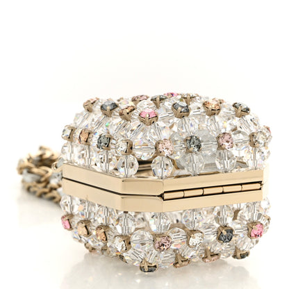Metal Bead Crystal Minaudiere CC Mini Evening Bag Gold Multicolor