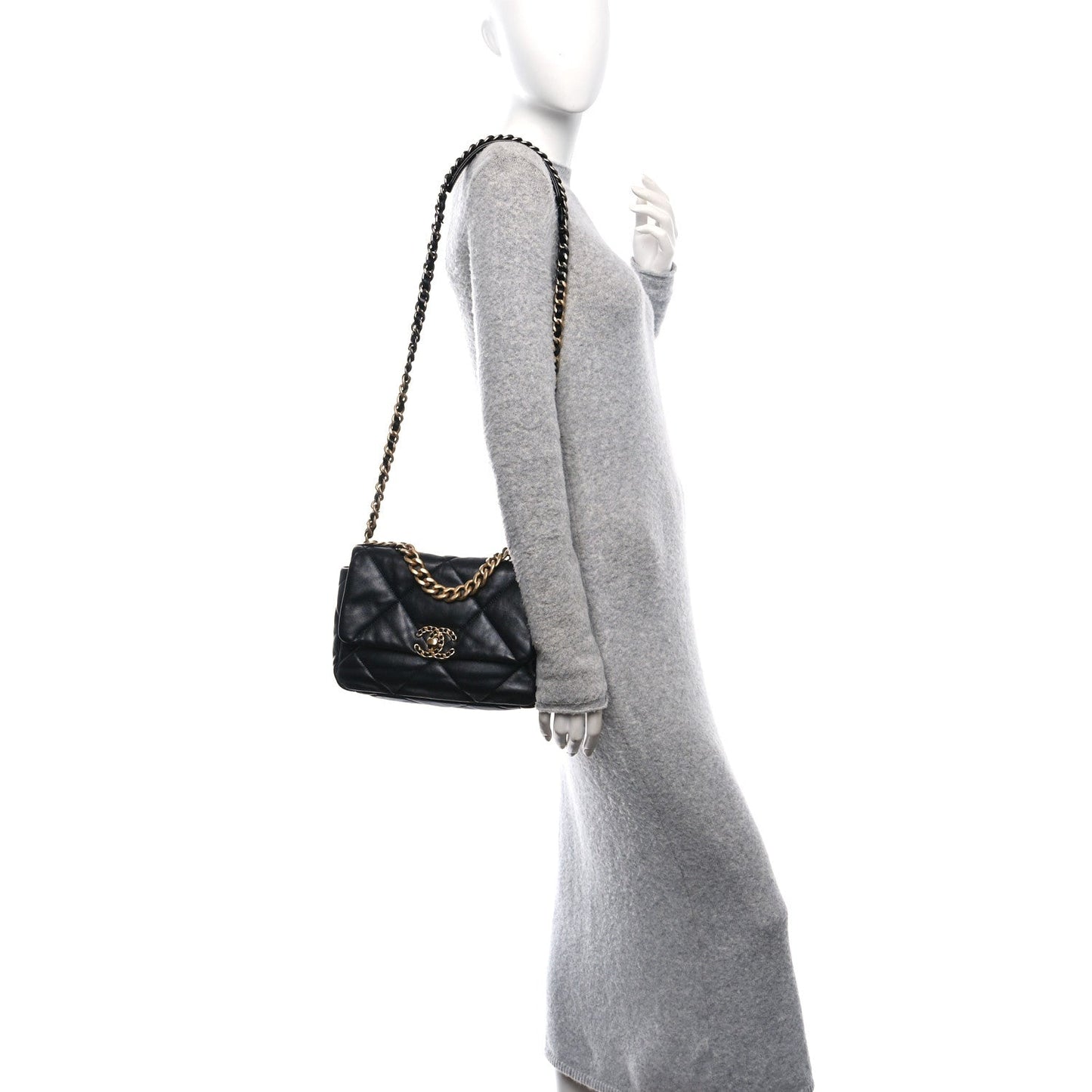 Lambskin Quilted Medium Chanel 19 Flap Black