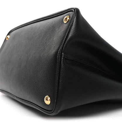 Saffiano Cuir Large Double Bag Black Fuoco