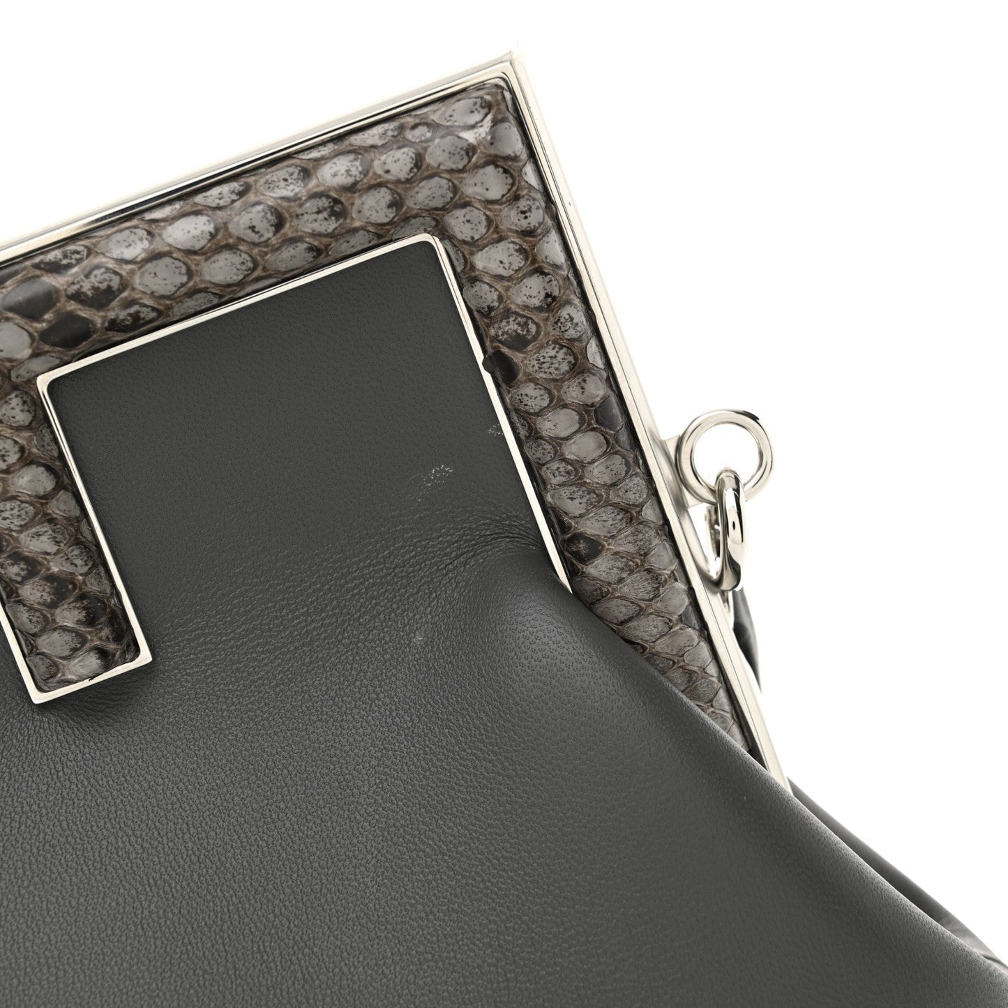 Shiny Nappa Snakeskin Small Fendi First Anthracite Asfalto