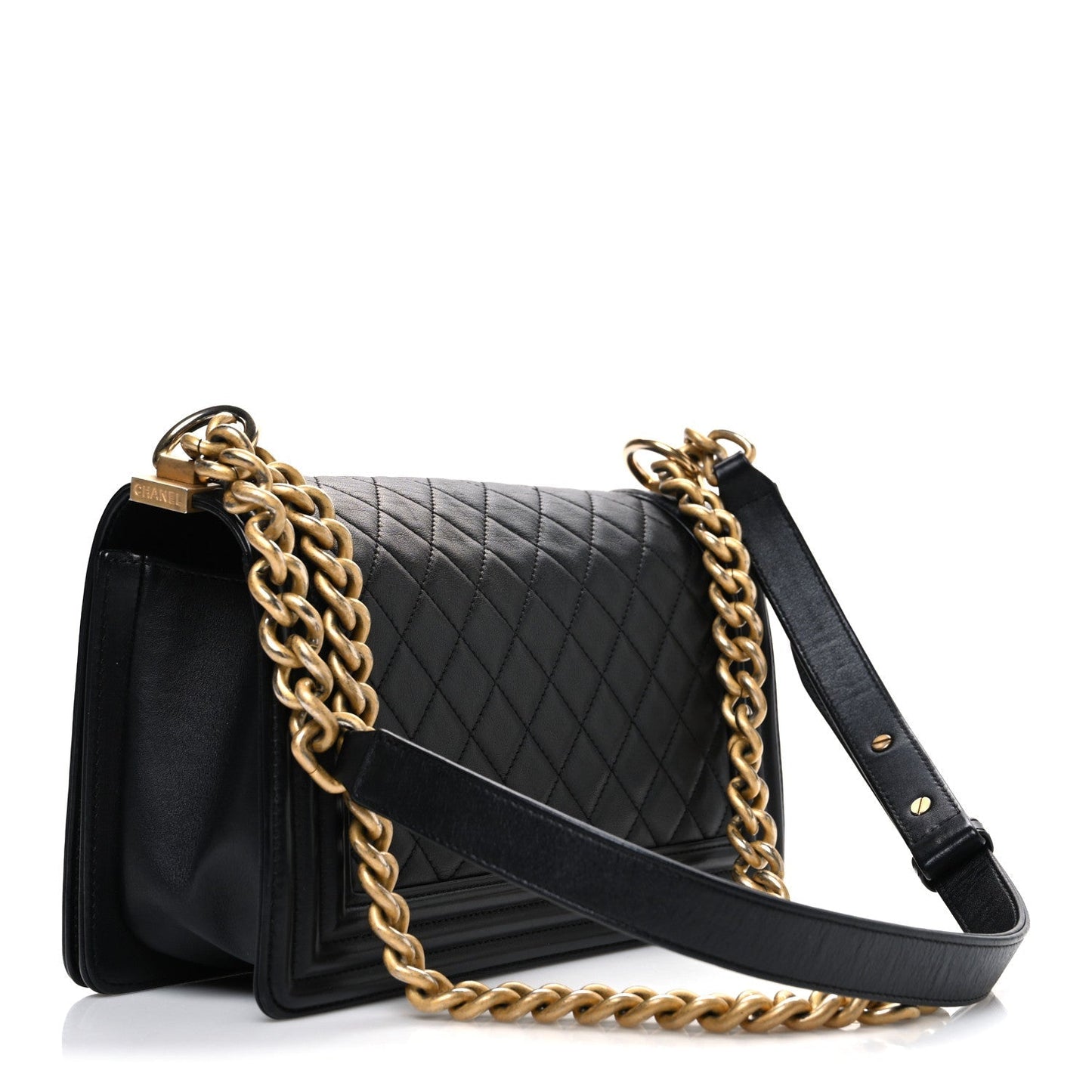 Calfskin Quilted Medium Boy Flap Black