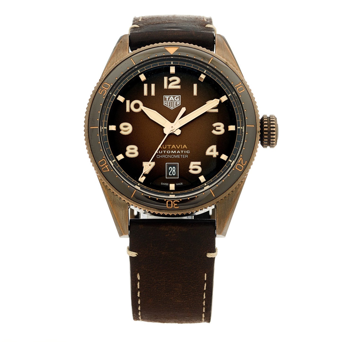 Bronze Calfskin 41mm Autavia Automatic Watch Brown WBE5191