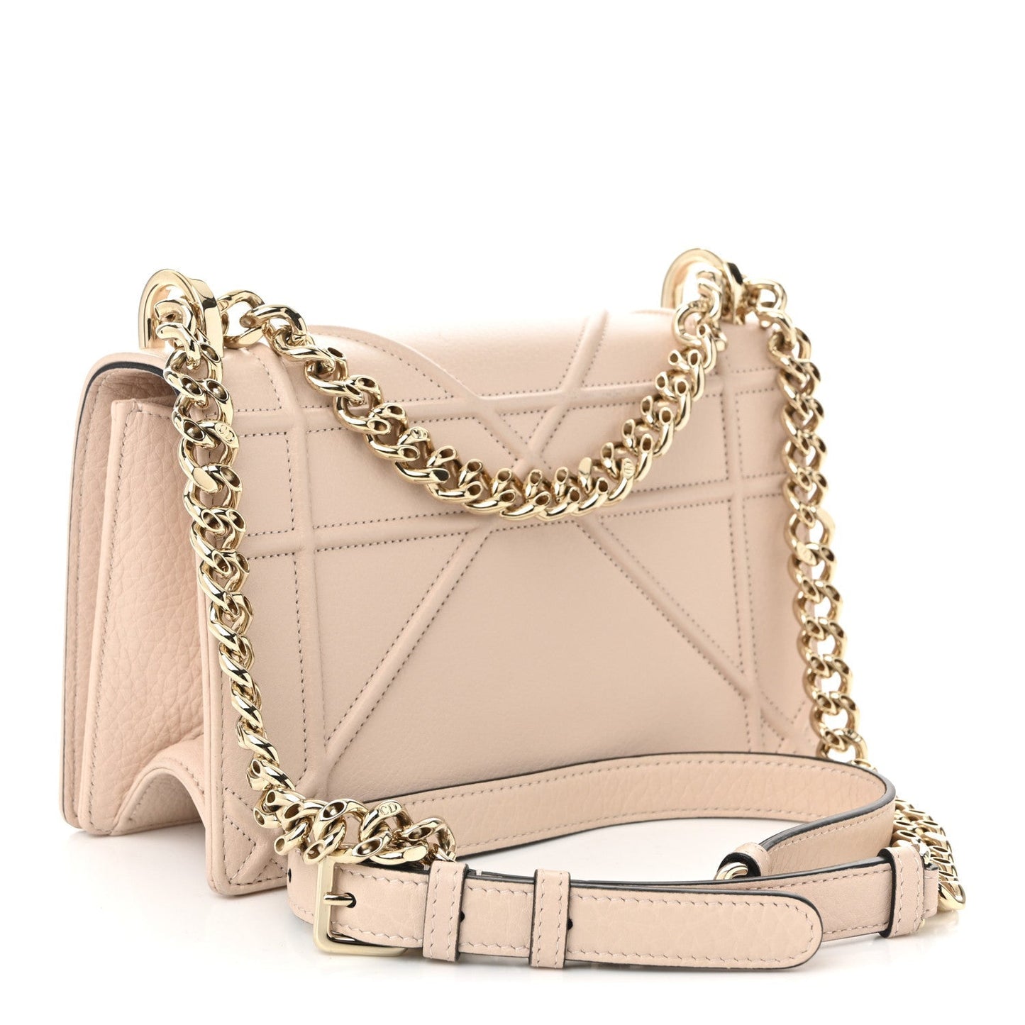 Grained Calfskin Small Diorama Flap Bag Nude