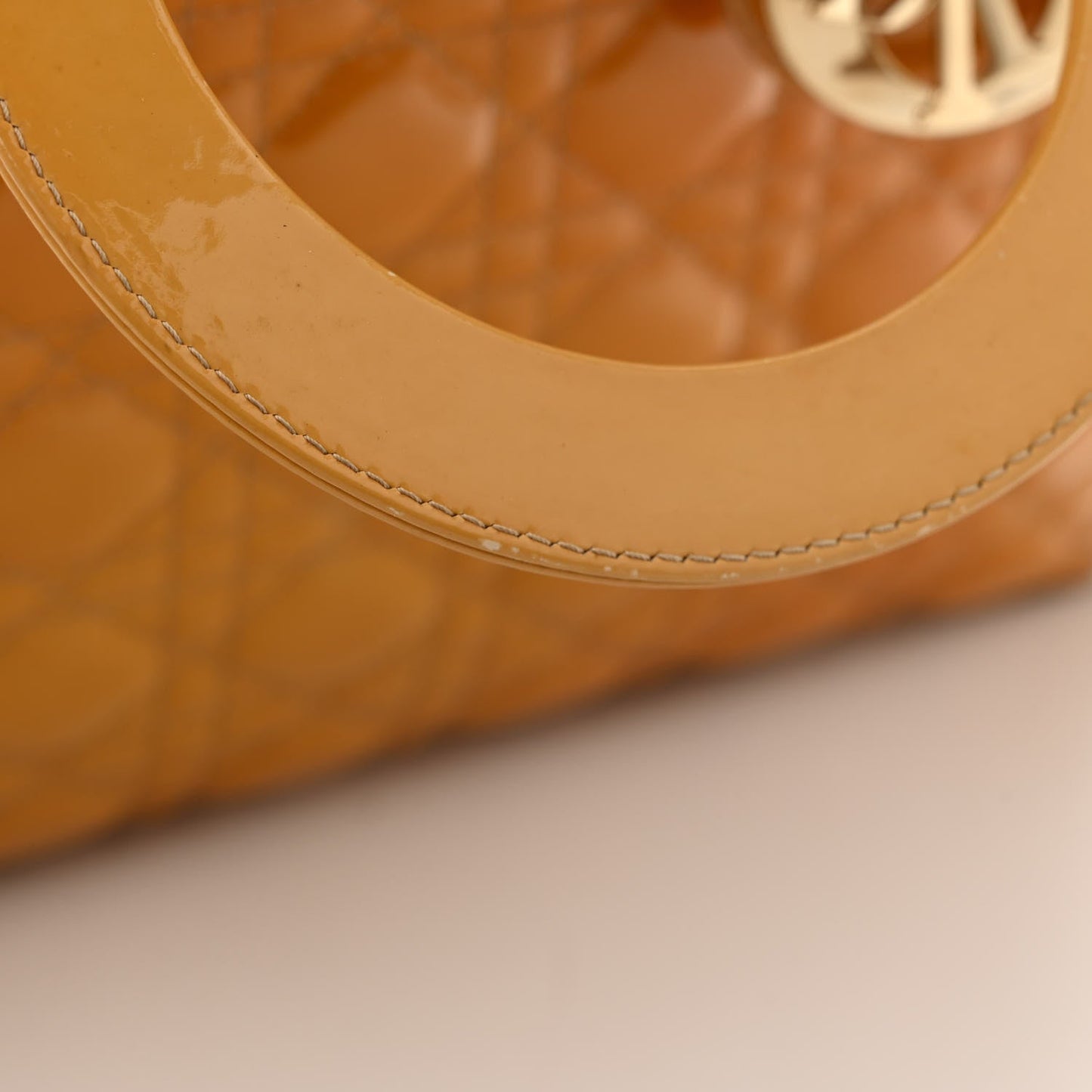 Patent Cannage Large Lady Dior Yellow