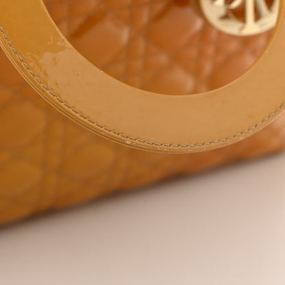 Patent Cannage Large Lady Dior Yellow