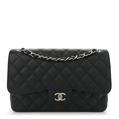 Caviar Quilted Jumbo Double Flap Black