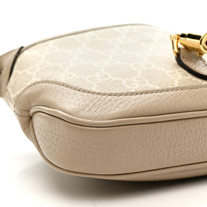 GG Supreme Monogram Textured Dollar Calfskin Mini Jackie 1961 Hobo Beige Mystic White Oatmeal
