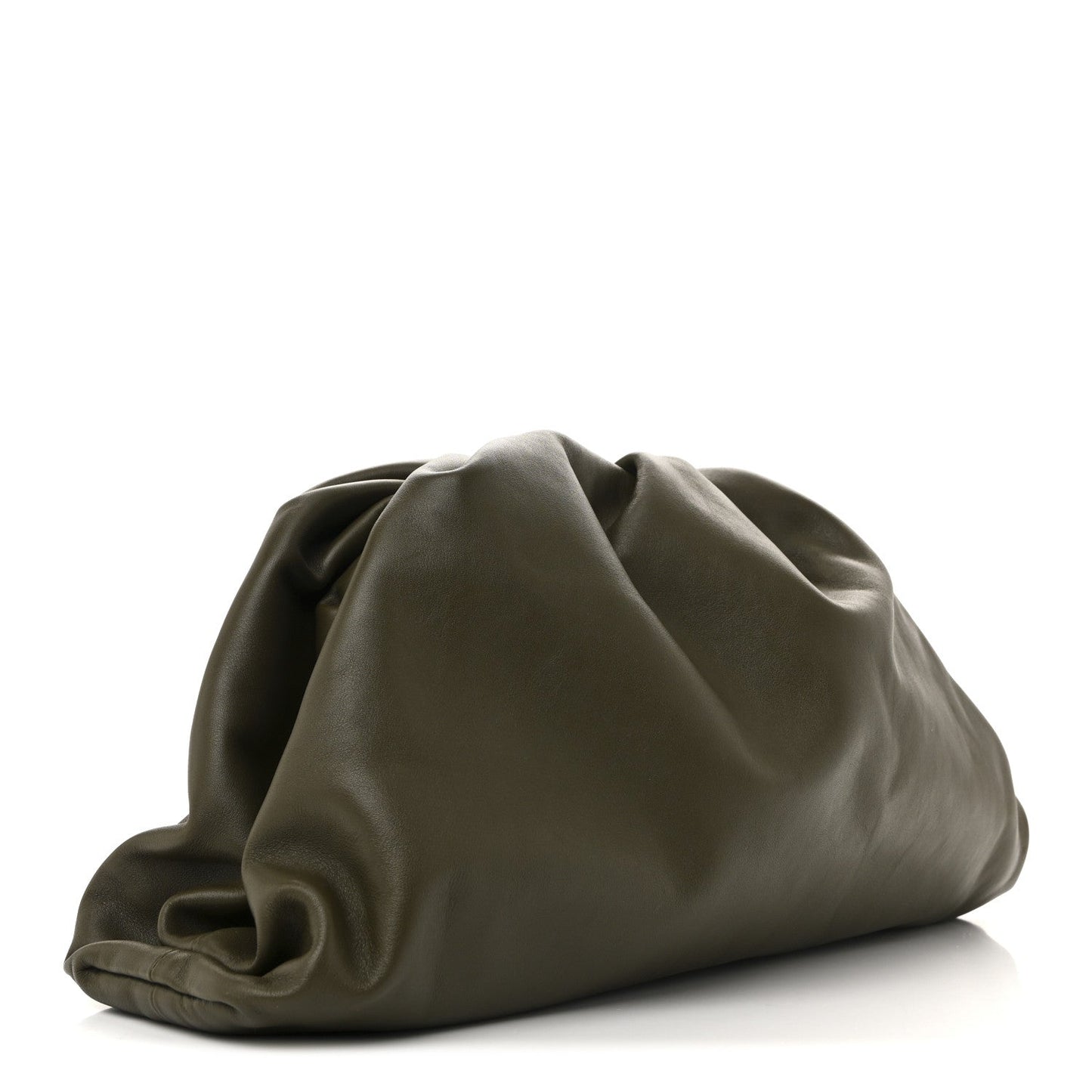 Smooth Butter Calf The Pouch Oversized Clutch  Kaki Fondent
