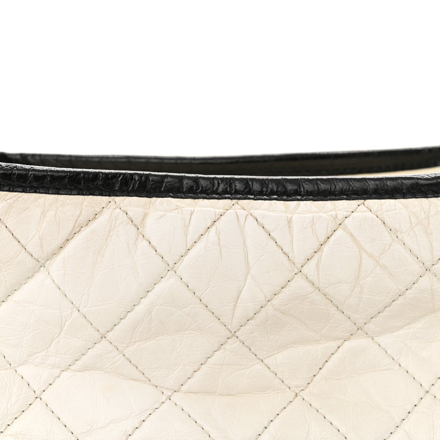 Aged Calfskin Quilted Small Gabrielle Hobo Black White