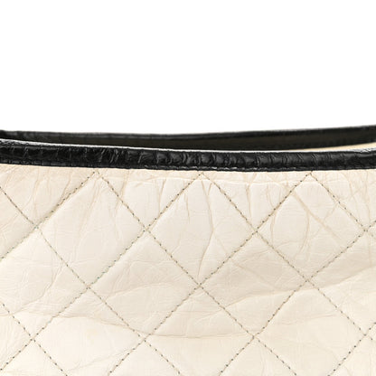 Aged Calfskin Quilted Small Gabrielle Hobo Black White