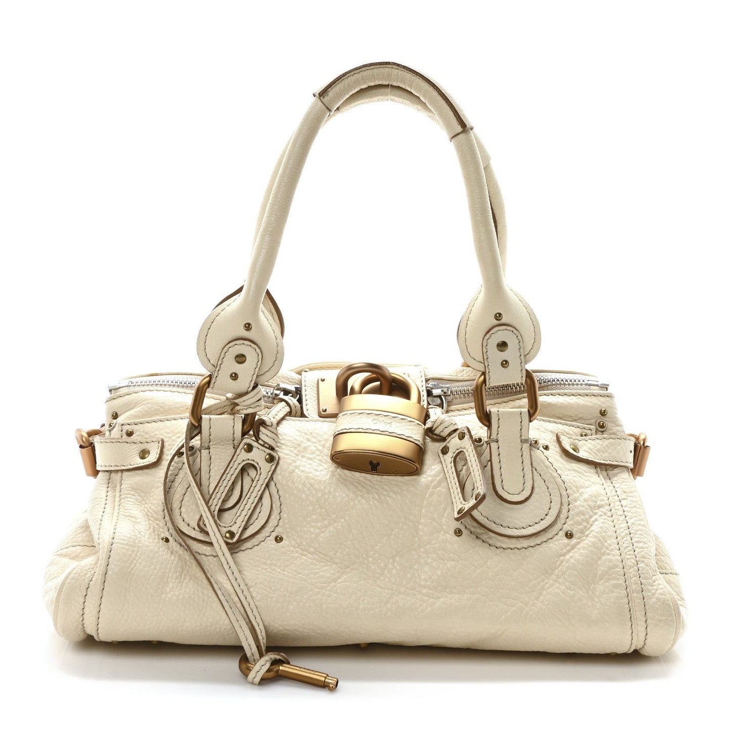 Calfskin Medium Paddington Satchel Ivory