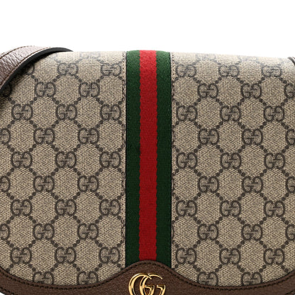 GG Supreme Monogram Web Small Ophidia Flap Messenger Bag Brown