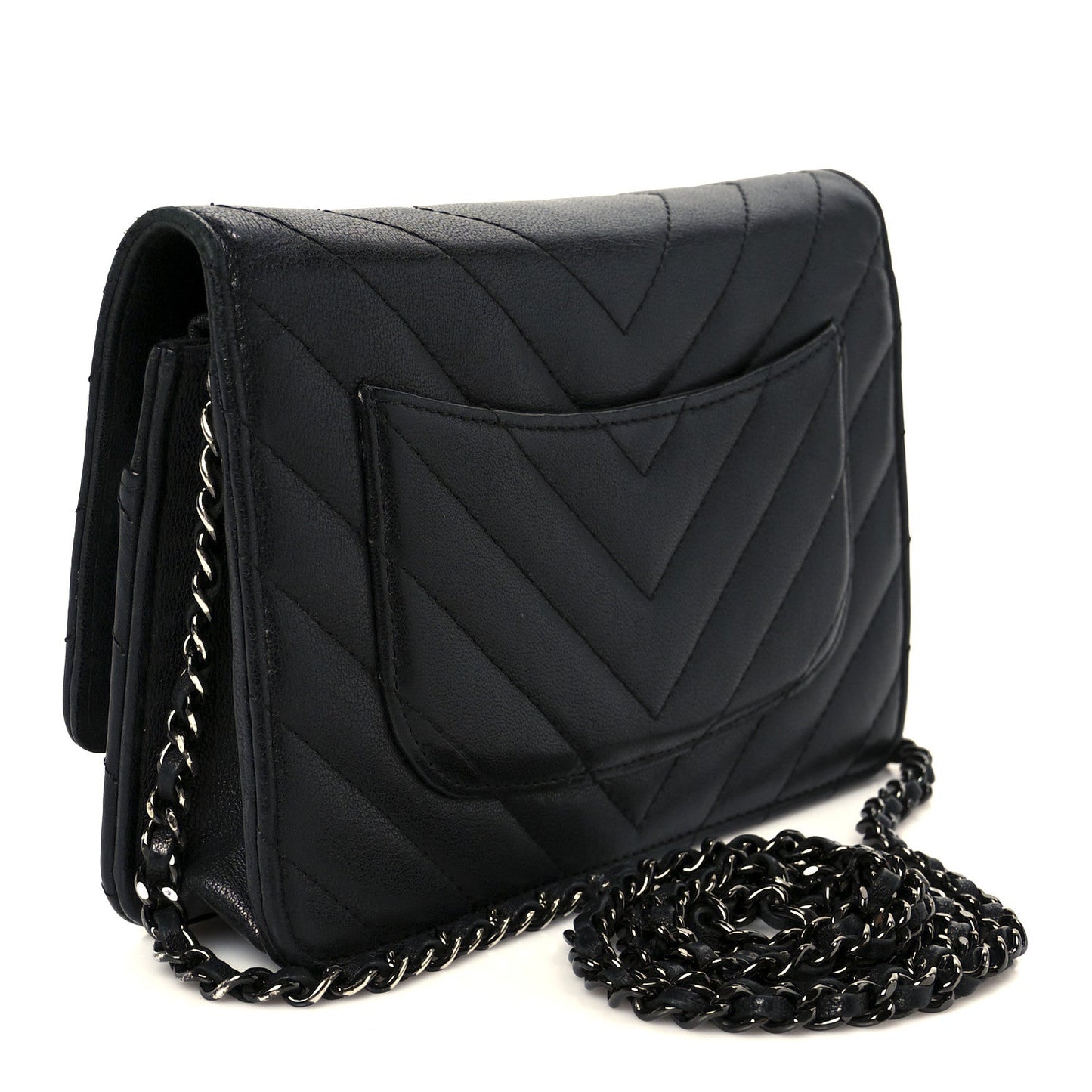 Sheepskin Chevron Reissue Wallet On Chain WOC So Black