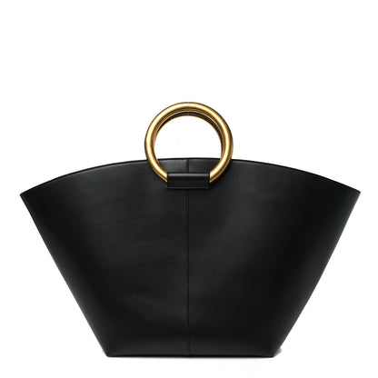Smooth Calfskin Maxi Trapezoid Shopping Tote Black