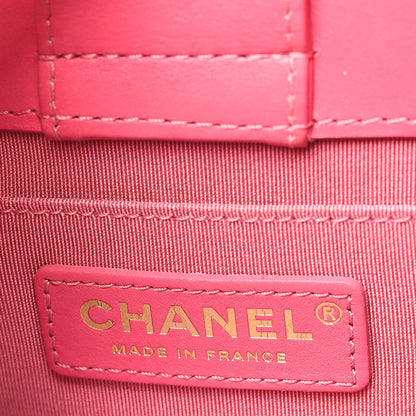 Calfskin Quilted Small CC Chain Accordion Tote Pink
