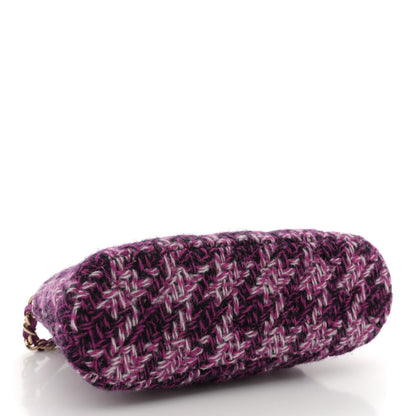 Tweed Quilted Mini Clutch With Chain Purple