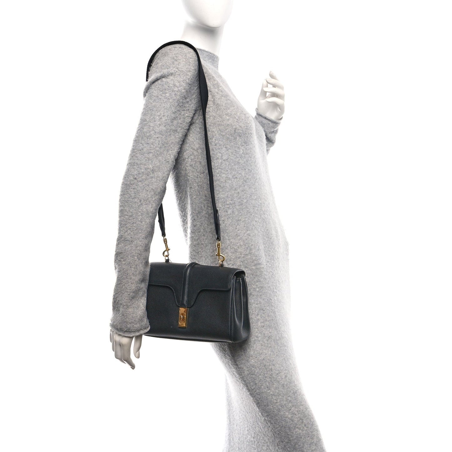 Grained Calfskin Teen Soft 16 Shoulder Bag Black