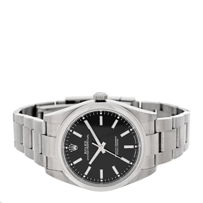 Stainless Steel 39mm Oyster Perpetual Watch Black 114300
