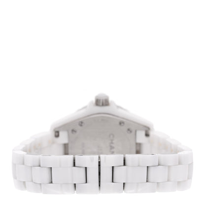 Stainless Steel Ceramic Diamond Mother of Pearl 33mm J12 Quartz Watch White