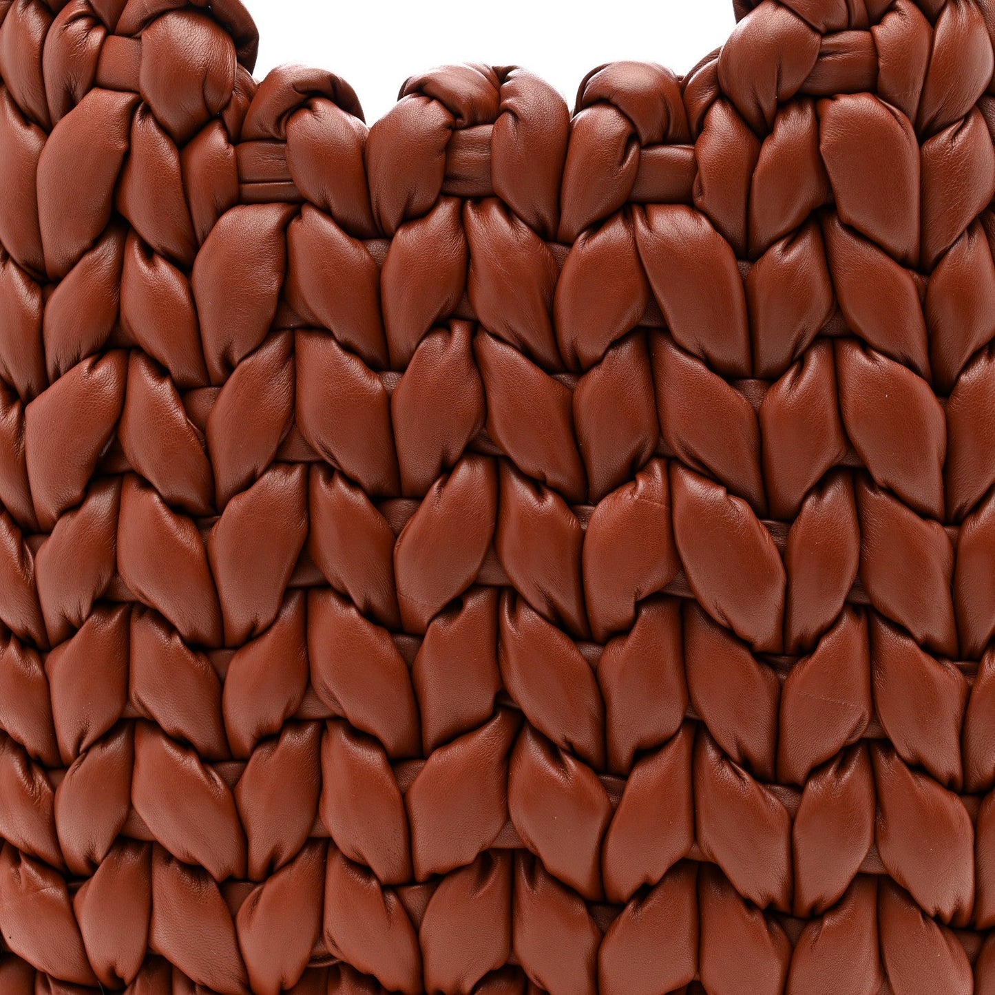 Lambskin Woven Wooden C Shoulder Bag Sepia Brown