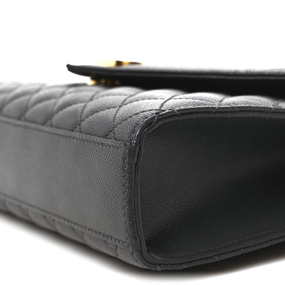 Grain De Poudre Textured Mixed Matelasse Triquilt Medium Monogram Satchel Dark Smog