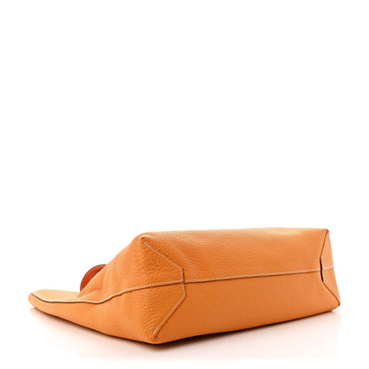 Taurillon Clemence Double Sens 36 Reversible Tote Moutarde Orange