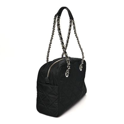 Nylon Tessuto Impuntu Quilted Shoulder Bag Black