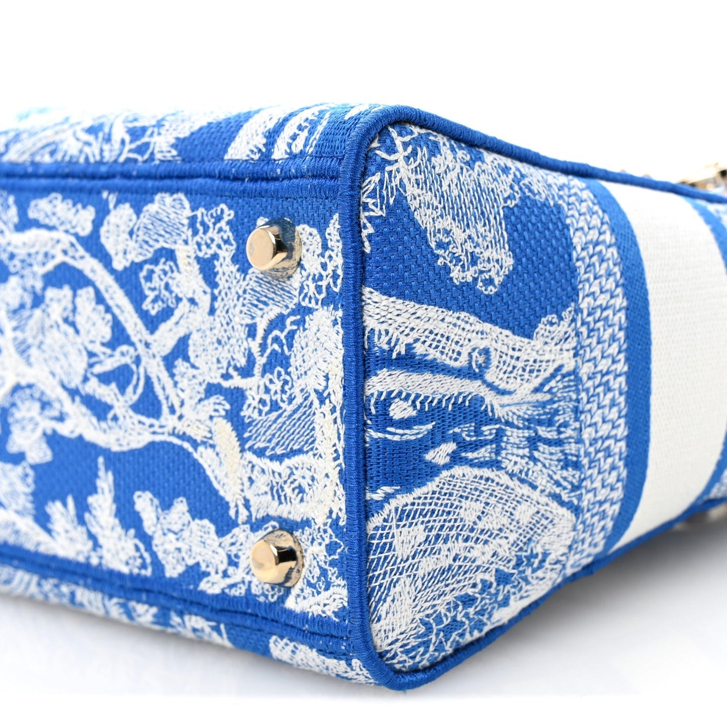 Canvas Toile De Jouy Reverse Embroidered Medium Lady D-Lite Fluorescent Blue