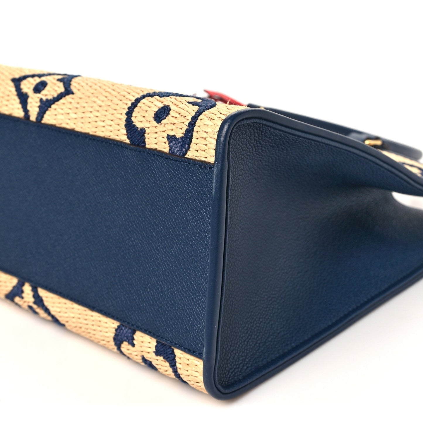 Raffia Calfskin Monogram Giant Onthego MM Blue