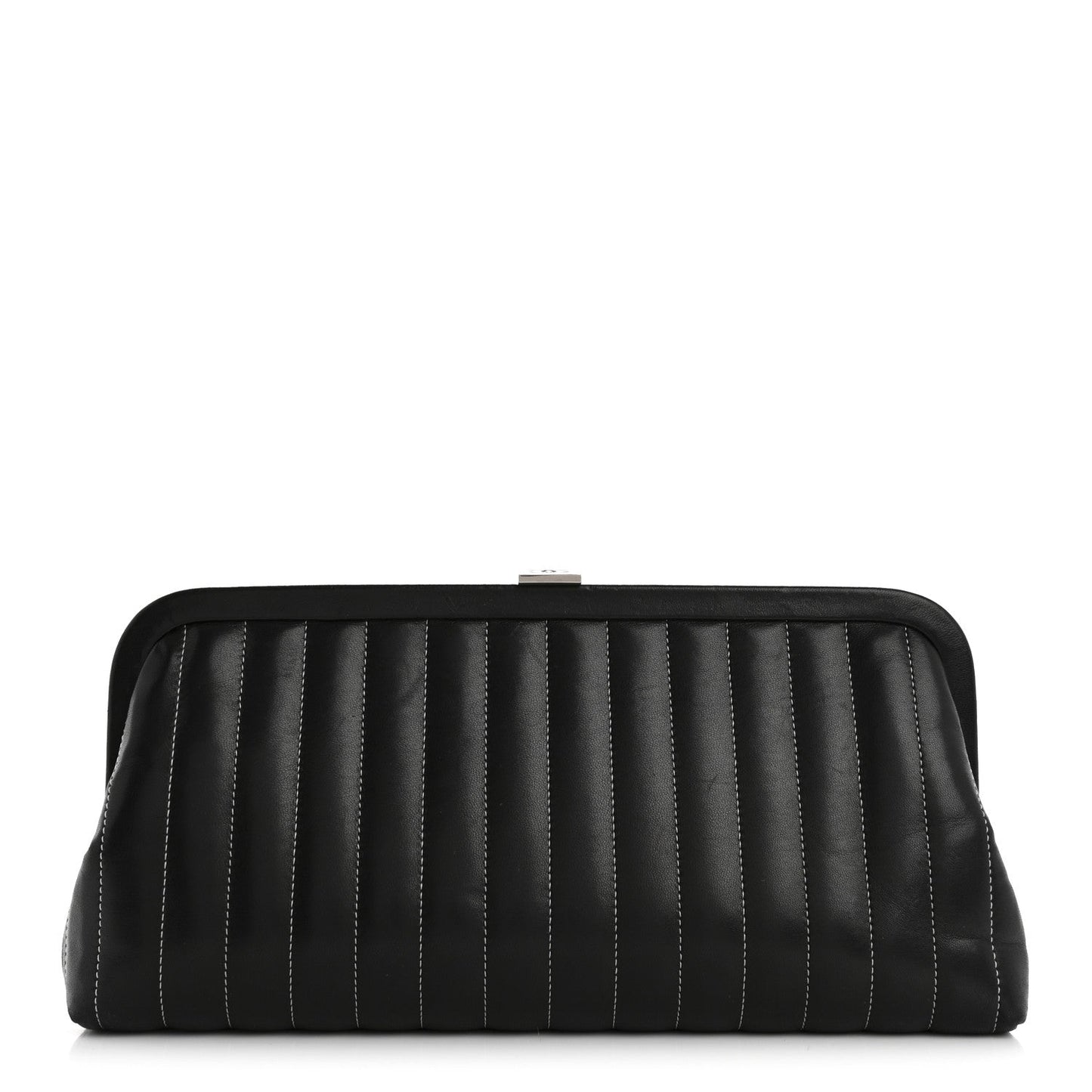 Lambskin Vertical Quilted Mademoiselle Clutch Black