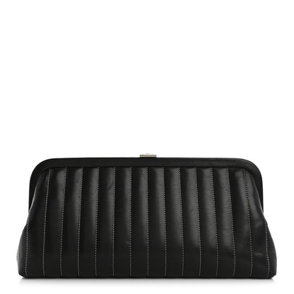 Lambskin Vertical Quilted Mademoiselle Clutch Black