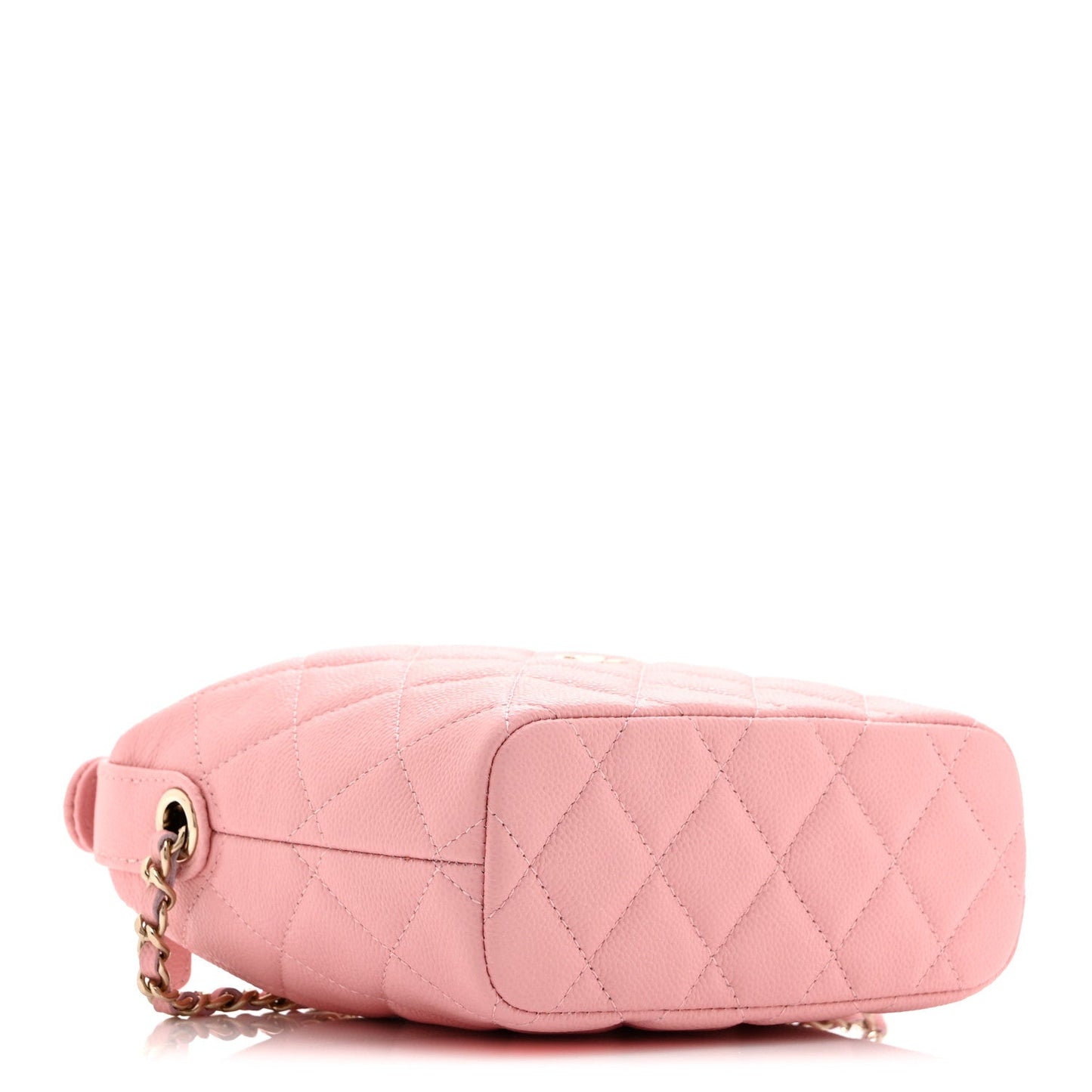 Caviar Quilted Hobo Clutch With Chain Pink