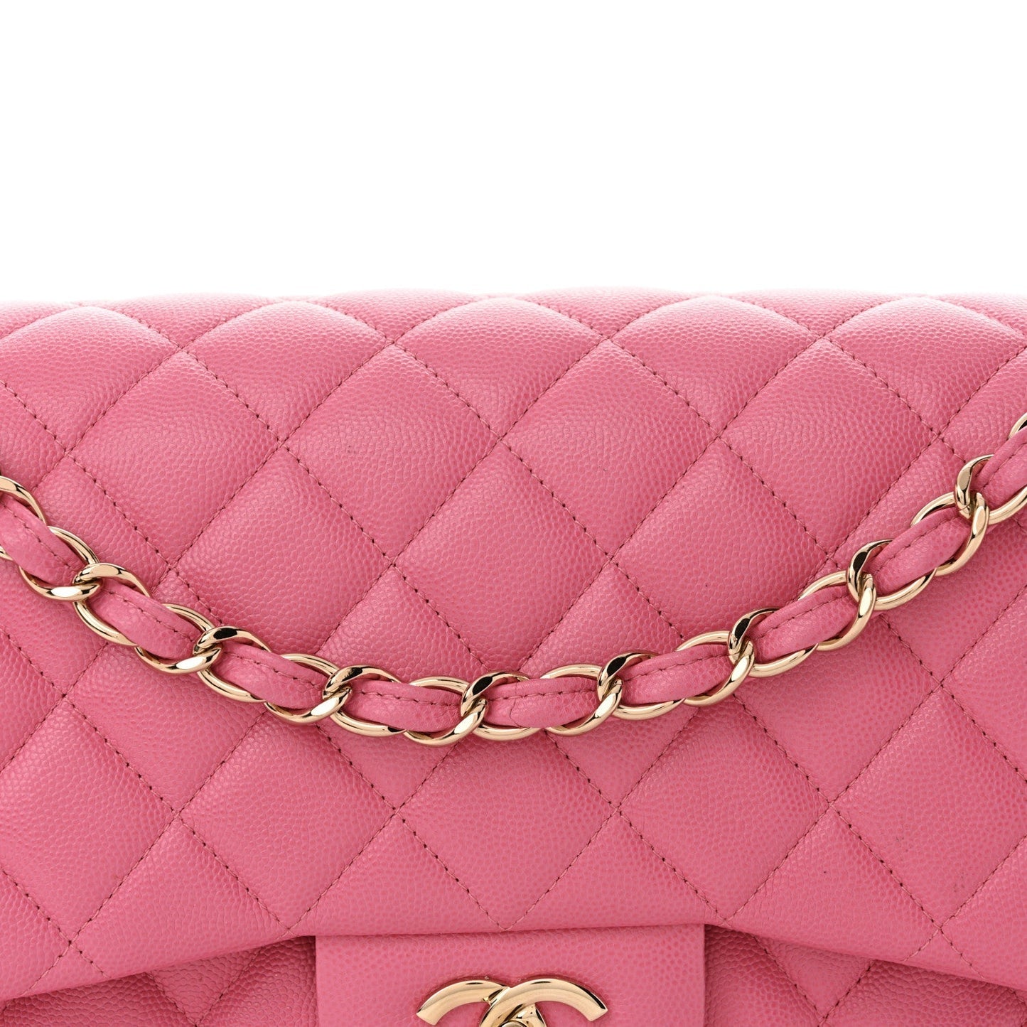 Caviar Quilted Jumbo Double Flap Pink