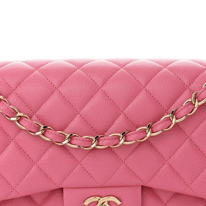 Caviar Quilted Jumbo Double Flap Pink