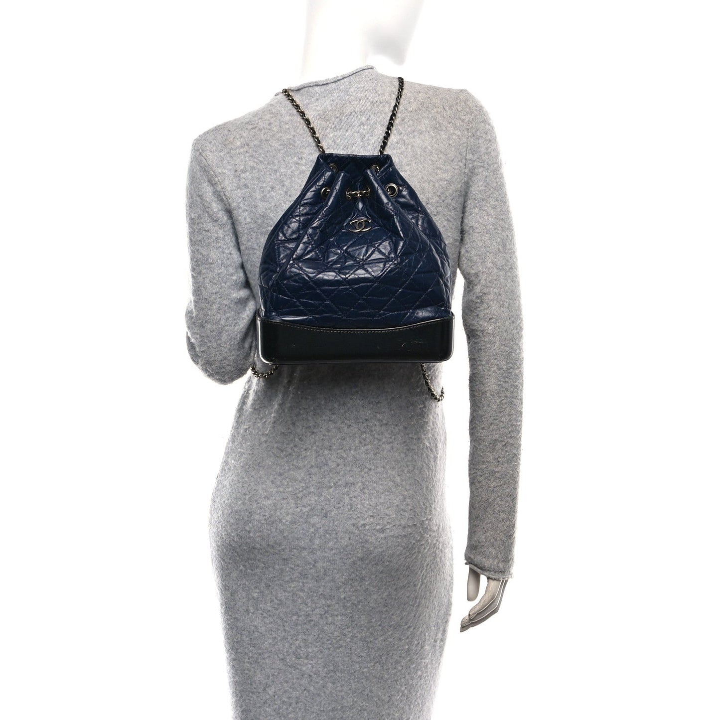 Aged Calfskin Quilted Small Gabrielle Backpack Blue Black