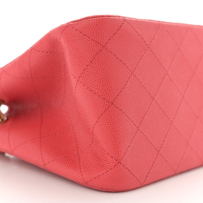 Caviar Quilted Mini Bucket Bag Dark Pink