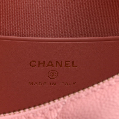 Caviar Quilted Hobo Clutch With Chain Pink