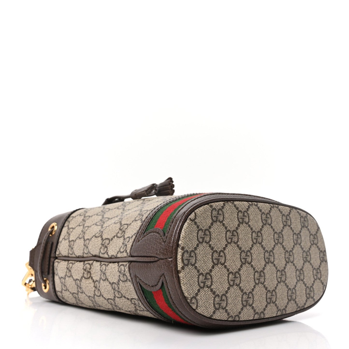 GG Supreme Monogram Web Small Ophidia Bucket Bag Brown