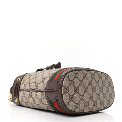 GG Supreme Monogram Web Small Ophidia Bucket Bag Brown