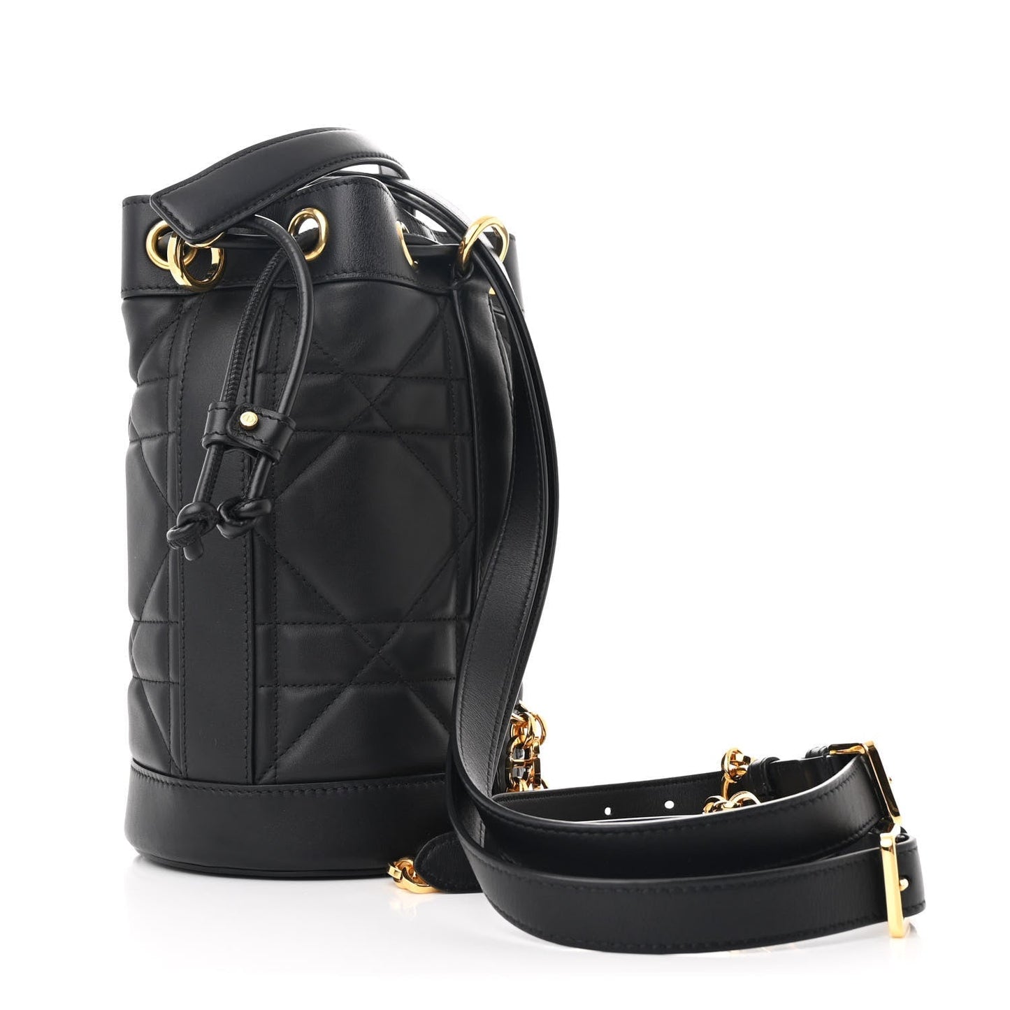 Calfskin Macrocannage Cannage Small Drawstring Backpack Black